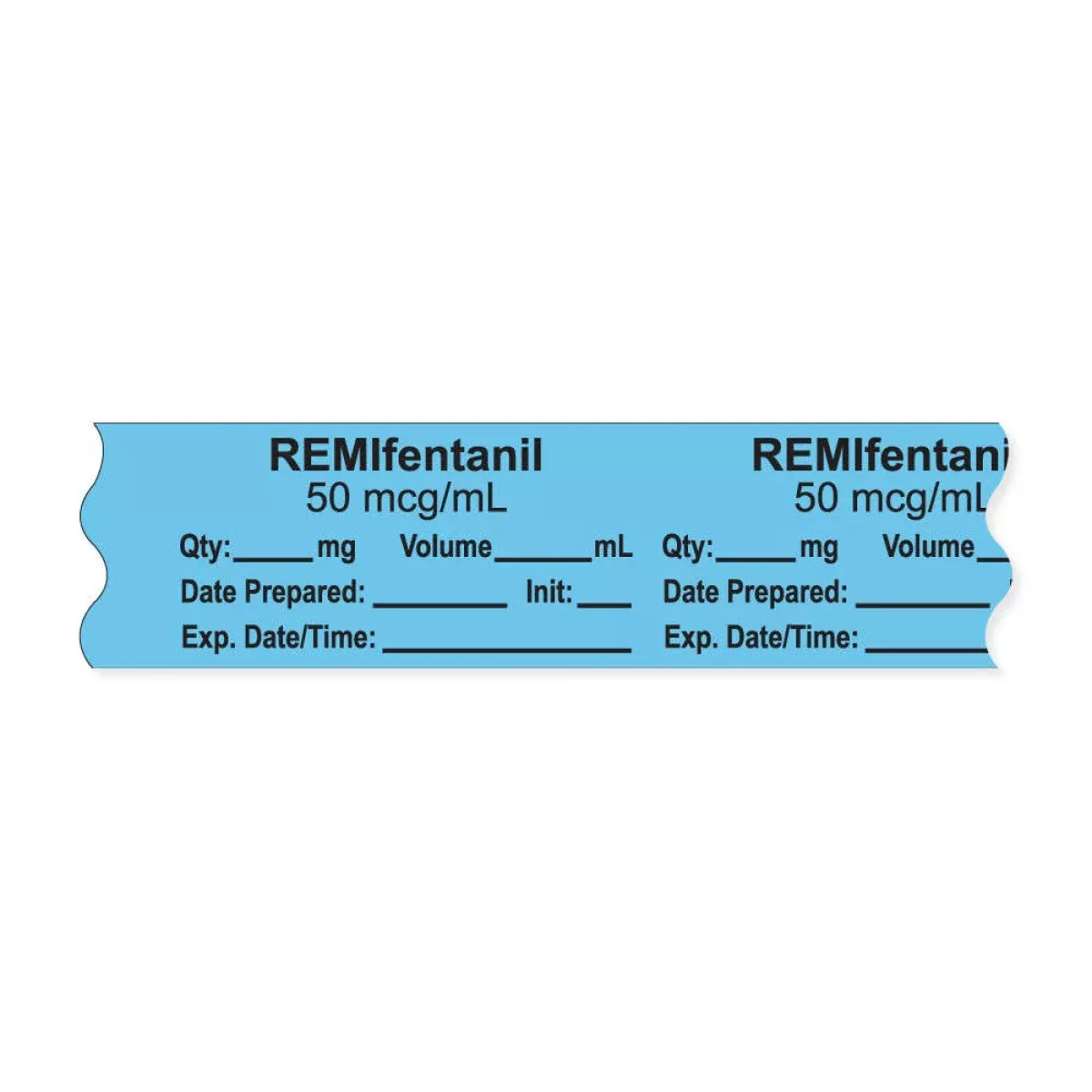 Anesthesia Tape, With Expiration Date, Time & Initial (Removable), "Remifentanil 50 Mcg/Ml" 3/4" X 500" Blue - 333 Imprints - 500 Inches Per Roll