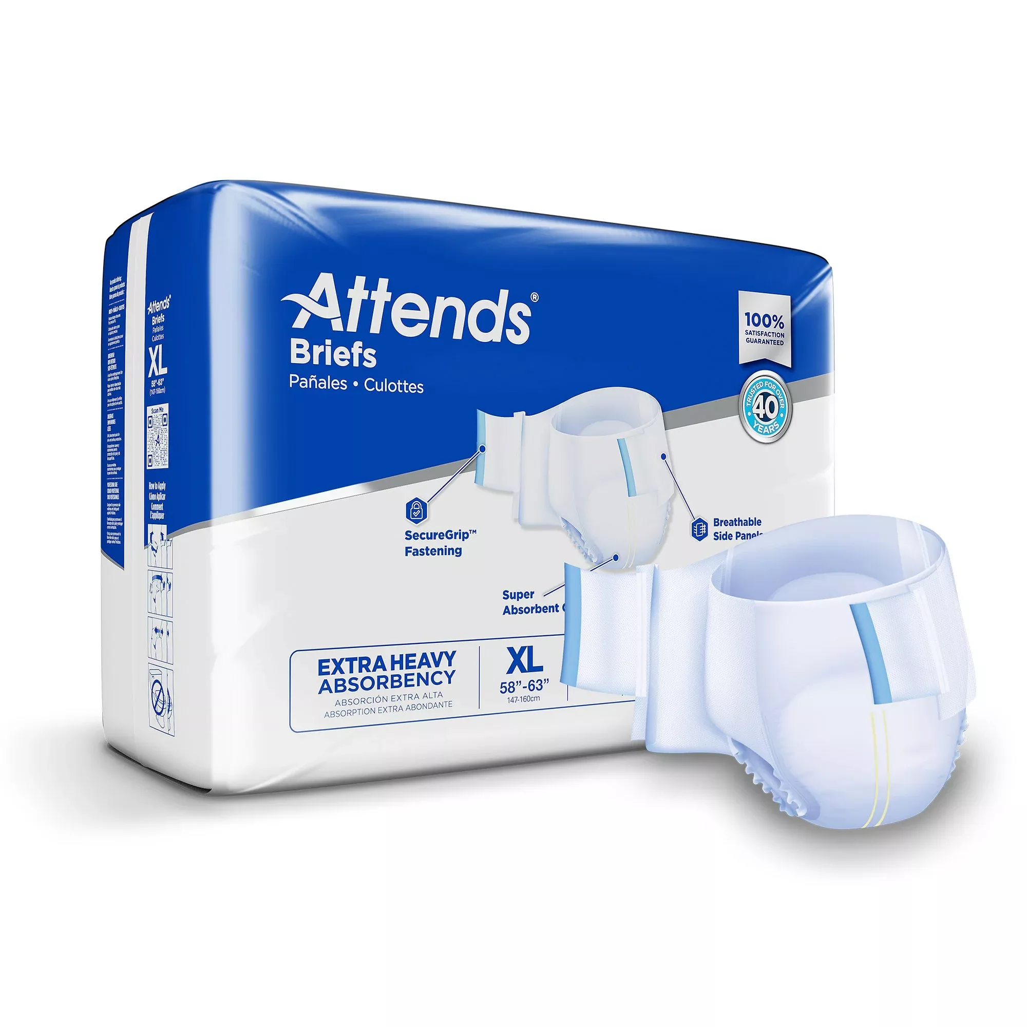 Attends Extra Heavy Absorbency Briefs, X-Large