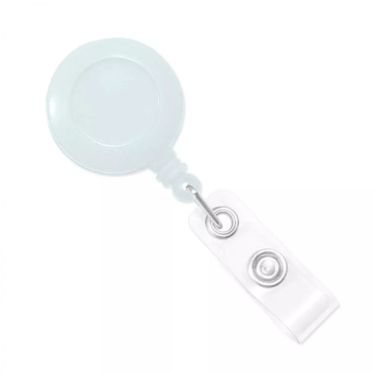 Badge Reel 1-1/4" Circle Plastic White - 25 Per Pack