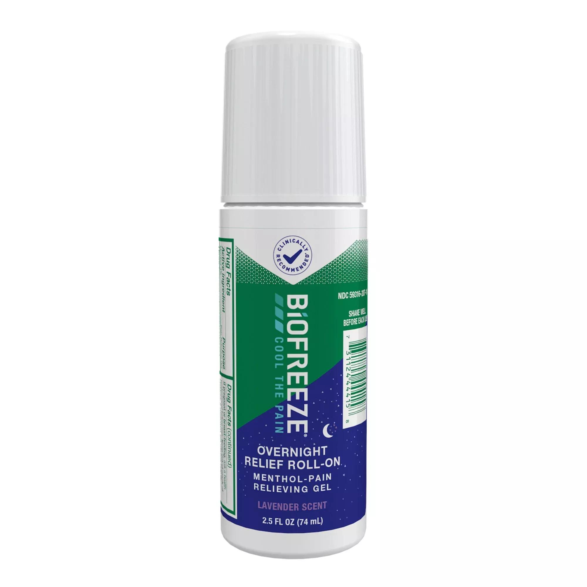 Biofreeze Overnight Relief Menthol Pain-Relieving Roll-On, Lavender Scent