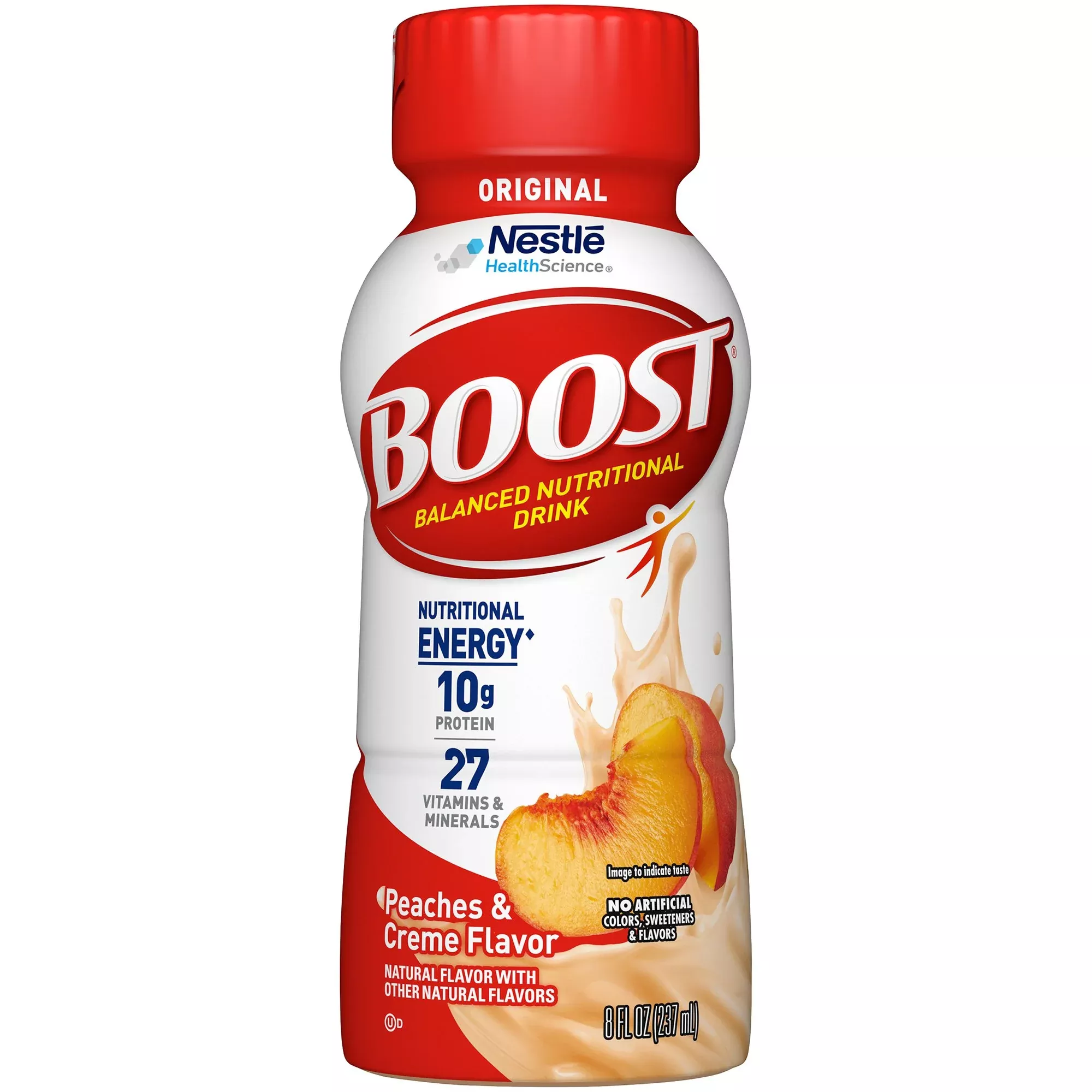 Boost Original Peaches and Creme Balanced Nutritional Drink, 8-ounce bottle
