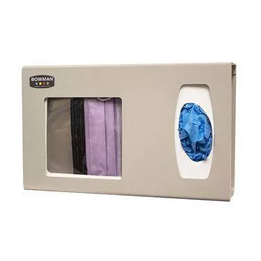 Bowman ABS Face Shield and Glove Box Dispenser Bowman ABS Face Shield and Glove Box Dispenser • 17.15"W x 4.75"D x 10.2"H ,1 Each