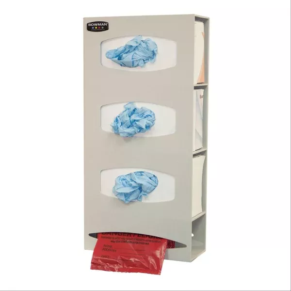 Bowman ABS Triple Glove Box Dispenser with Single Bag Dispenser Bowman ABS Triple Glove Box Dispenser with Single Bag Dispenser • 10.1"W x 3.95"D x 20.4"H ,1 Each