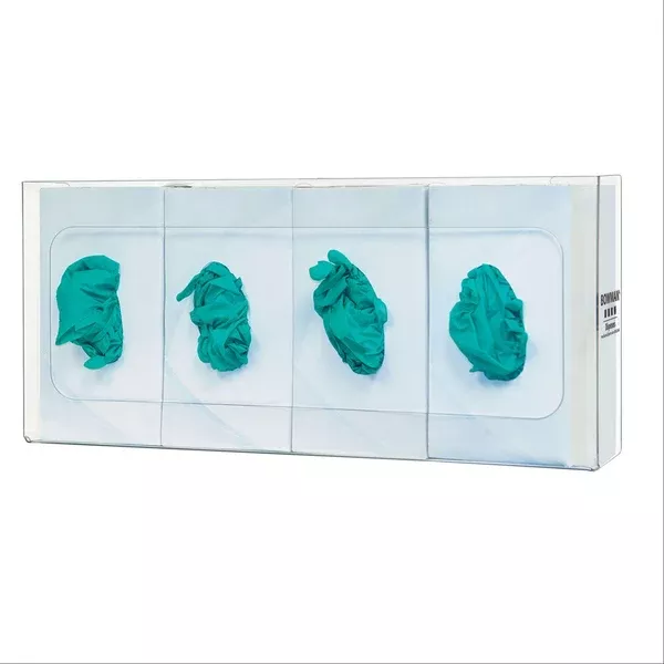 Bowman PETG Basic Quad Glove Box Dispenser Bowman PETG Basic Quad Glove Box Dispenser • 22.45"W x 3.88"D x 10.03"H ,1 Each