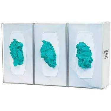 Bowman Polycarbonate Triple Glove Box Dispenser Bowman Polycarbonate Triple Glove Box Dispenser • 17.08"W x 4.22"D x 10.11"H ,1 Each