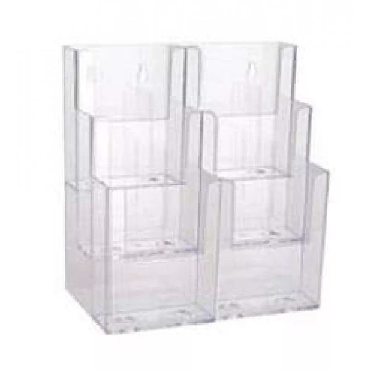 Brochure Holder Wall Mount 6 Pocket Clear Plastic 1 Each