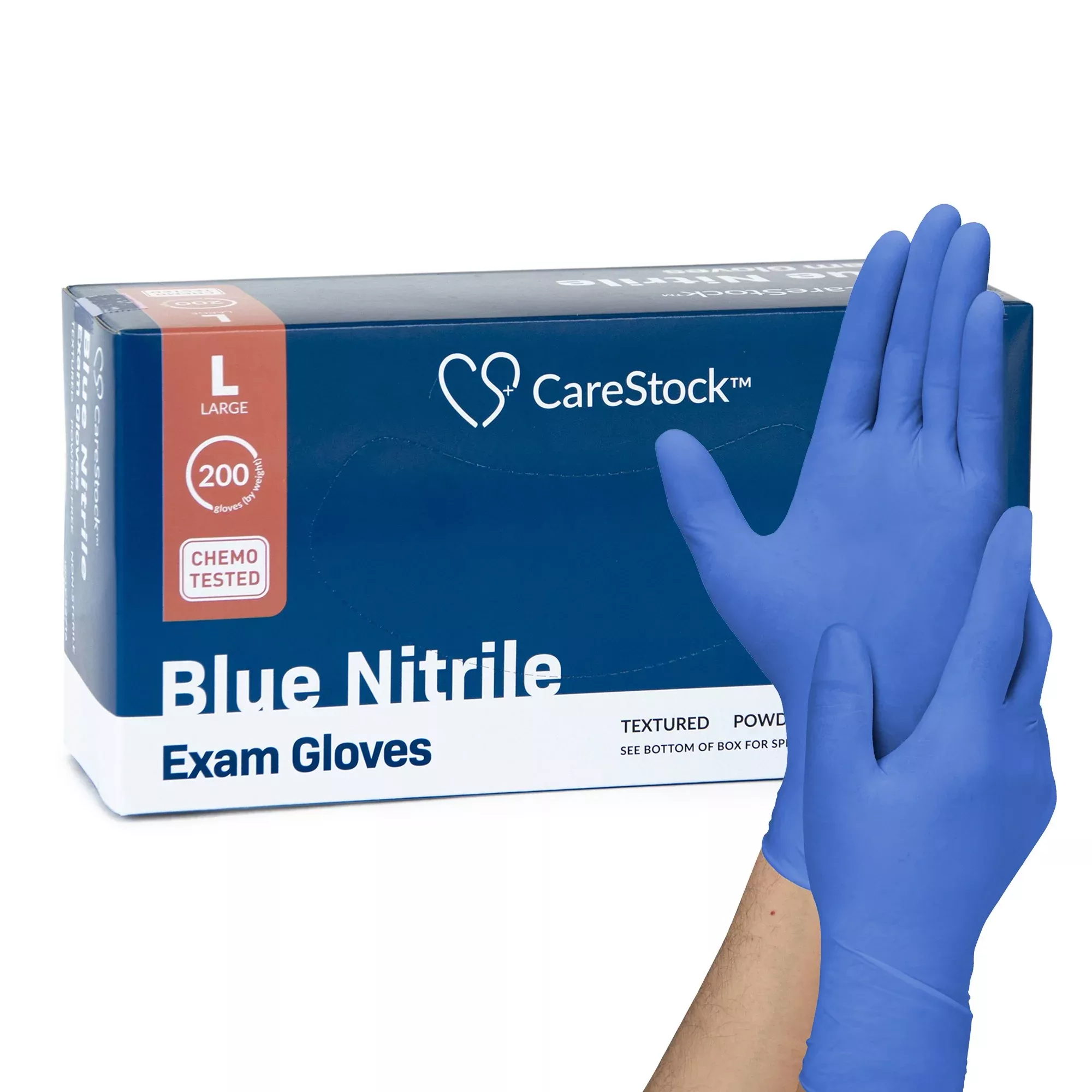 CareStock CS2716 Nitrile Exam Glove, Large, Blue