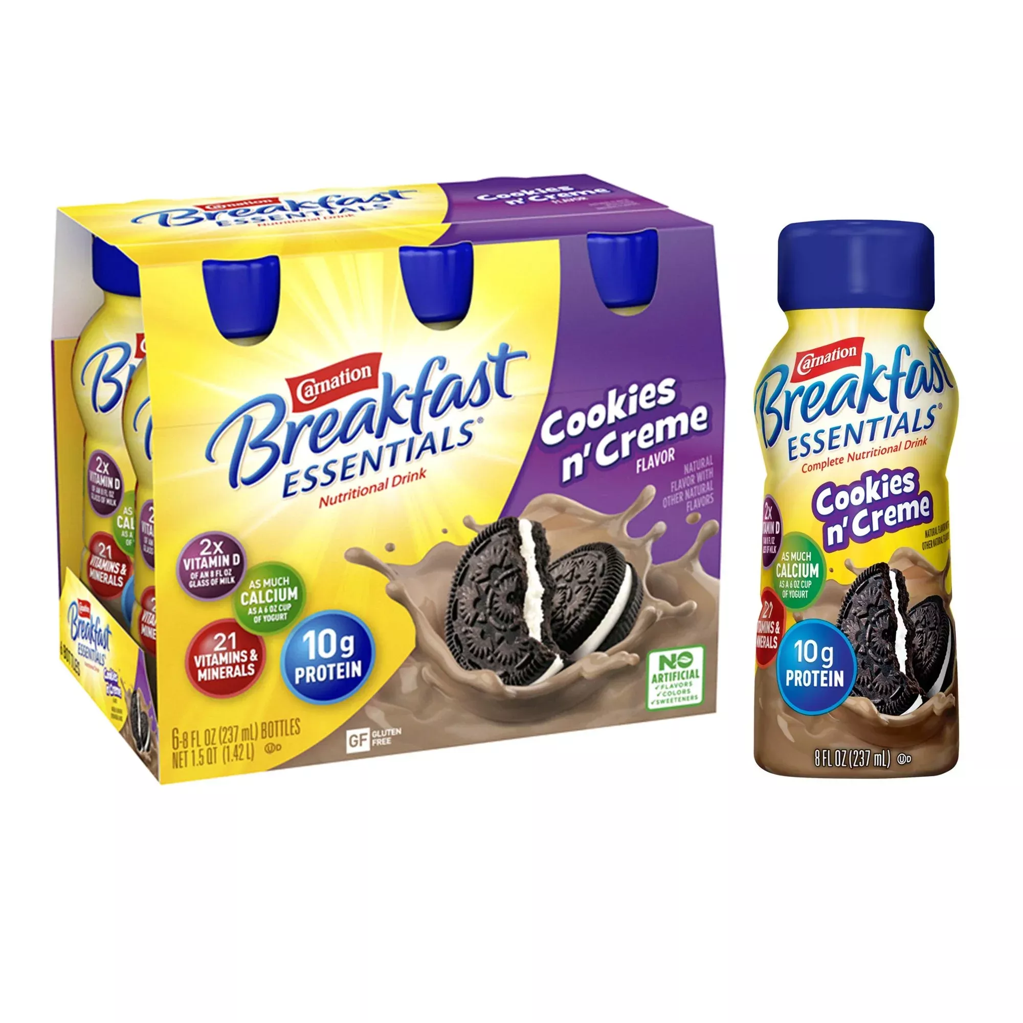 Carnation Breakfast Essentials Cookies N Crème Nutritional Drink, 8-oz. bottle