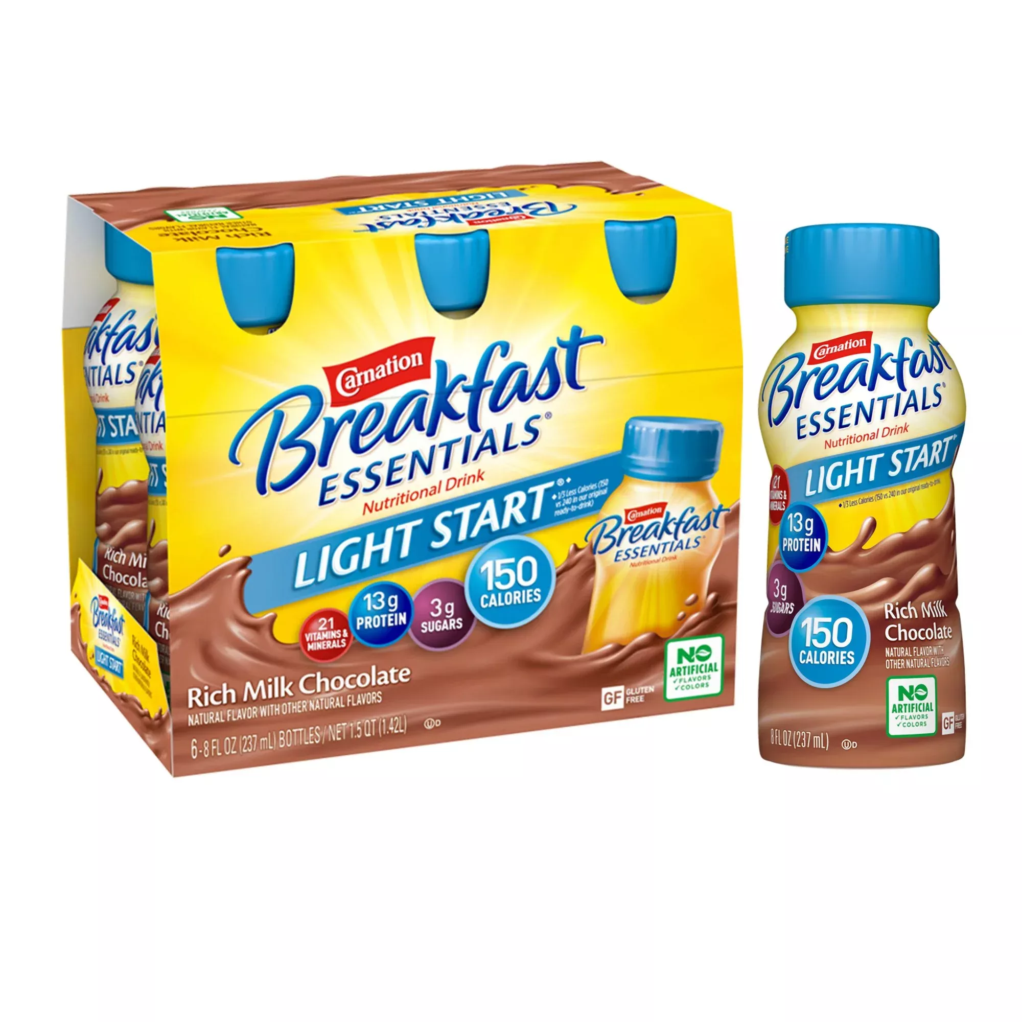 Carnation Breakfast Essentials Light Start Chocolate Nutritional Drink, 8-oz.