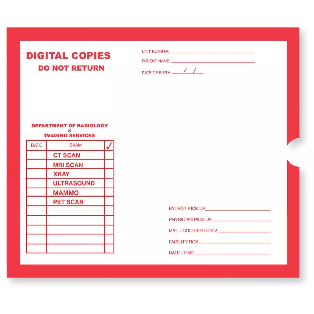 Category Insert Jacket Open End Digital Copies Red 28# Kraft 14-1/4"X17-1/2" - 250 Per Case