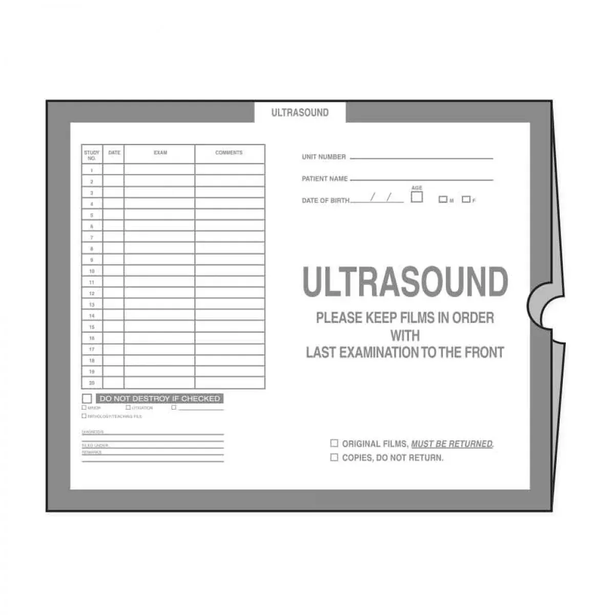 Category Insert Jacket Open End G.I. (Gastro Intestinal) Gray 28# Kraft 14-1/4"X17-1/2" - 250 Per Case