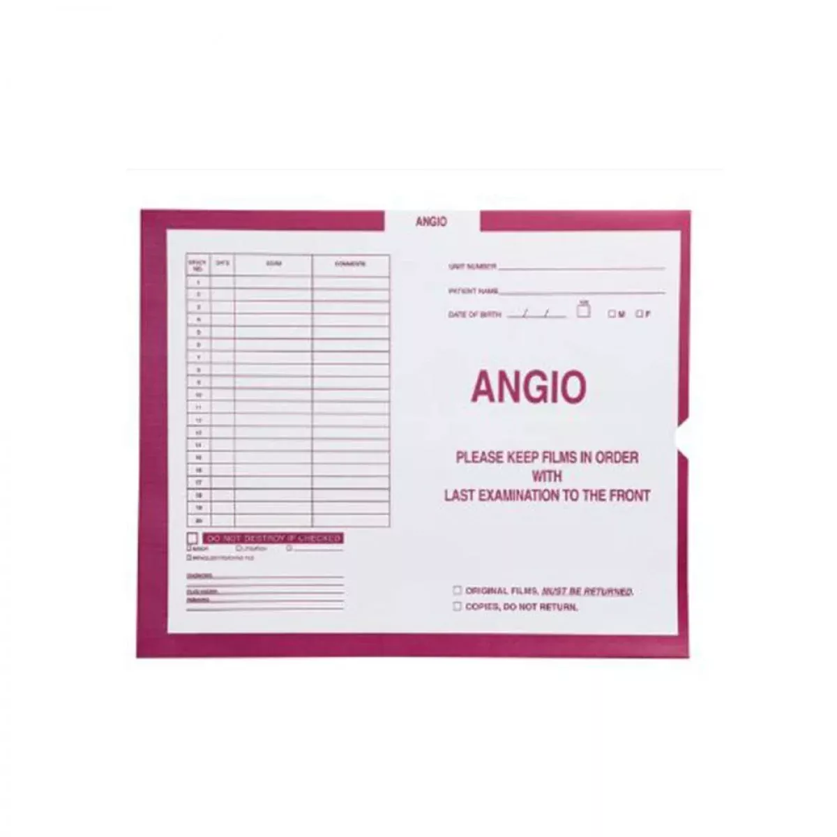 Category Insert Jacket Open Top Angio Magenta 28# Kraft 14-1/4"X17-1/2" - 250 Per Case