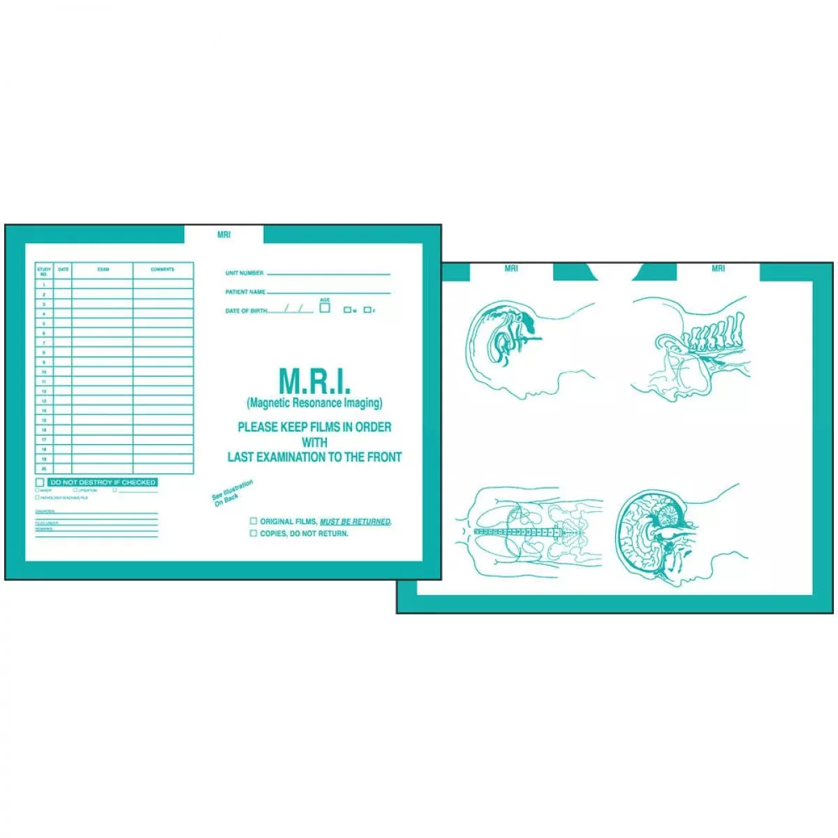 Category Insert Jacket Open Top Mri Turquoise 28# Kraft 14-1/4"X17-1/2" - 250 Per Case