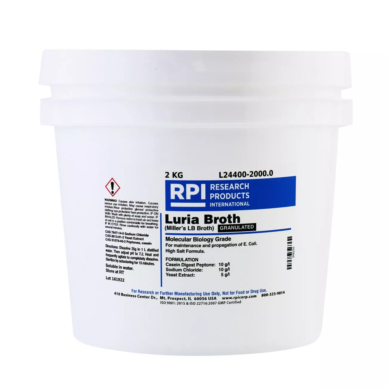 ,center> Luria Broth Granulated [Miller's LB Broth],5 KilogramsRPI-L24400-5000.0