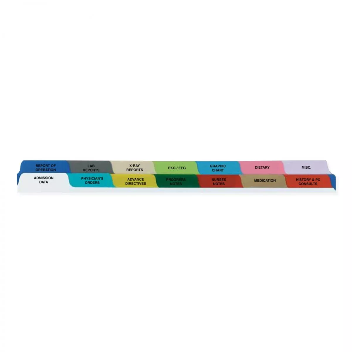 Chart Divider Bottom Tab 1/7 Cut 14 Titles | 2 Banks | Hospital Assorted Colors Poly 8-1/2" X 11" - 1 Per Each