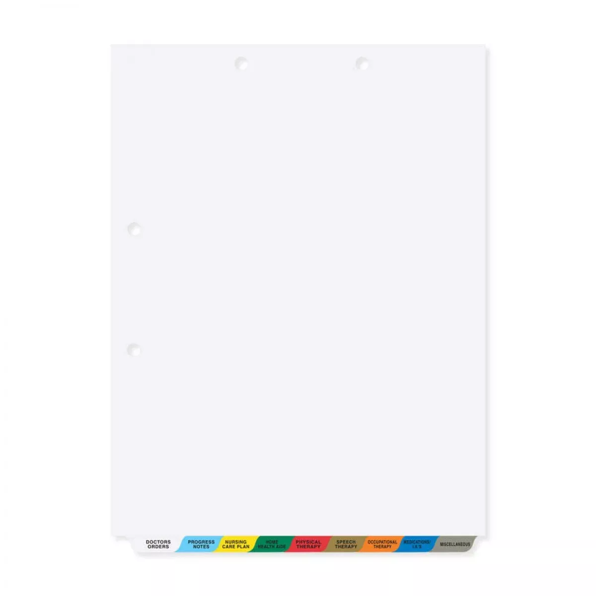 Chart Divider Bottom Tab Position #1-9 1/9 Cut 9 Titles|Home Care Assorted Colors Poly 8-1/2"X11" - 1 Per Set