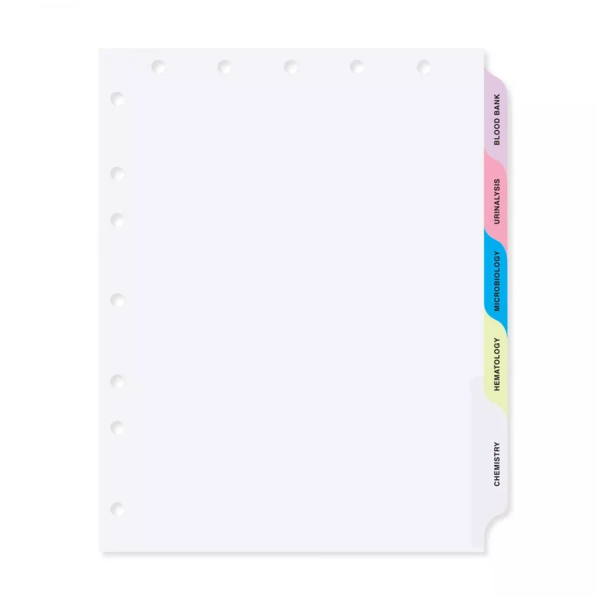 Chart Divider Side Tab Position #1-5 1/5 Cut 5 Titles|Lab Assorted Colors Poly 8-1/2"X11" - 1 Per Set