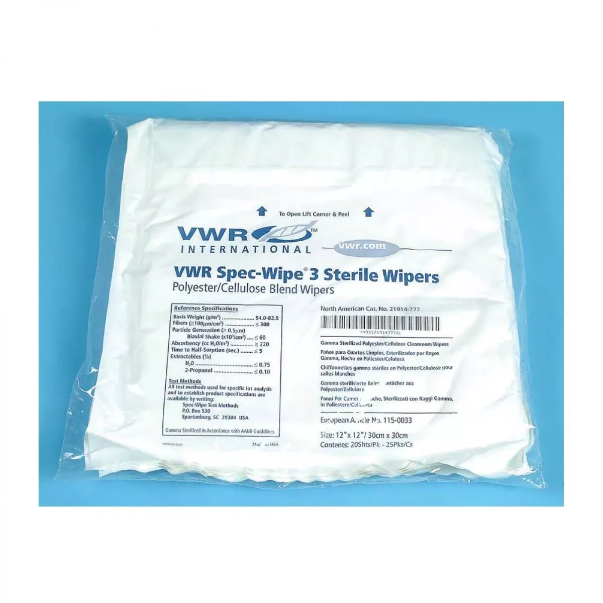 Cleanroom Wipe Sterile Lint-Free 12"X12" - 100 Per Box