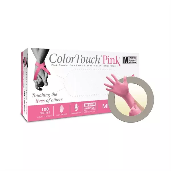 Colortouch Powder-Free Latex Exam Gloves Large ,100 / bx