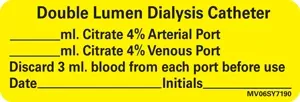 Communication Label (Paper, Permanent) Double Lumen 2 15/16" X 1 Yellow - 333 Per Roll
