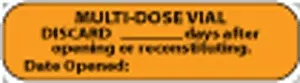 Communication Label (Paper, Removable) Multi-Dose Vial 1 7/16" X 3/8" Fluorescent Orange - 666 Per Roll