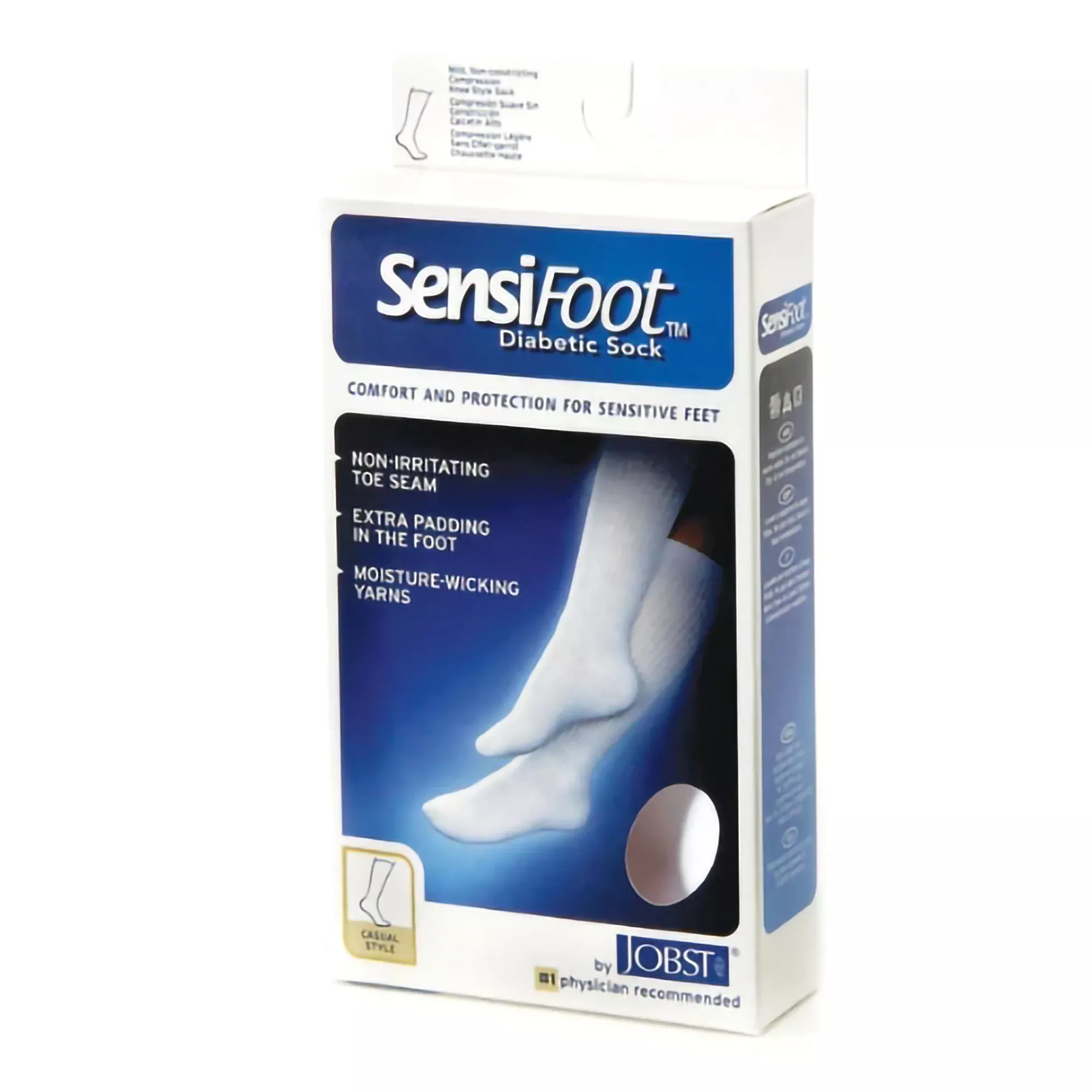 Compression Stocking Jobst SensiFoot Diabetic Knee High Large White Closed Toe
