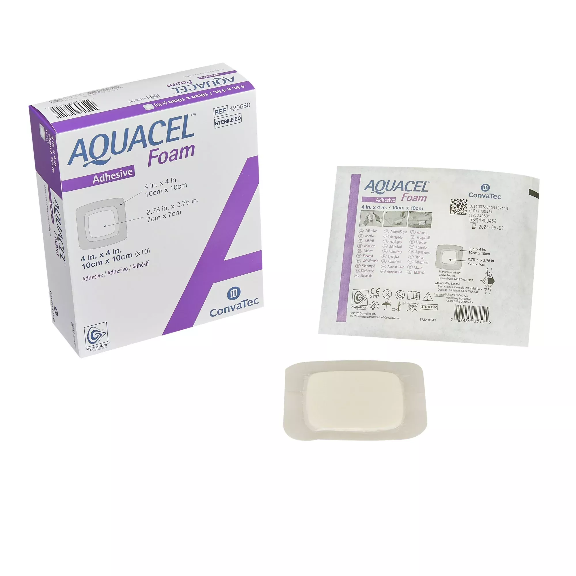 Convatec Aquacel Silicone Adhesive Foam Dressing with Border, 4 x 4 Inch | 420680