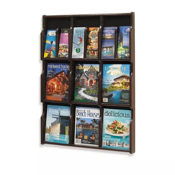 Convertible Magazine and Brochure Display Mahogany Finish ,1 Each
