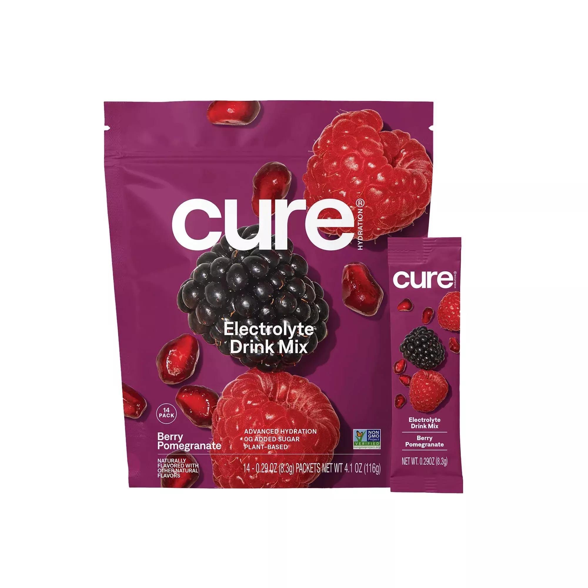 Cure Electrolyte Drink Mix made with Coconut Water, Berry, 7.7-gram Packets