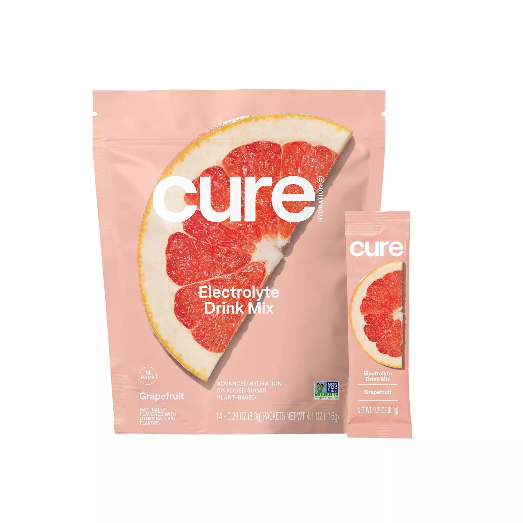 Cure Electrolyte Drink Mix made with Coconut Water, Grapefruit, 7.7-gram Packets