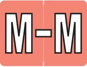 Datafile Compatible 8750 Color Code Label Alpha "M" 1 1/4" X 15/16" Peach Mylar Permanent - 500/Roll