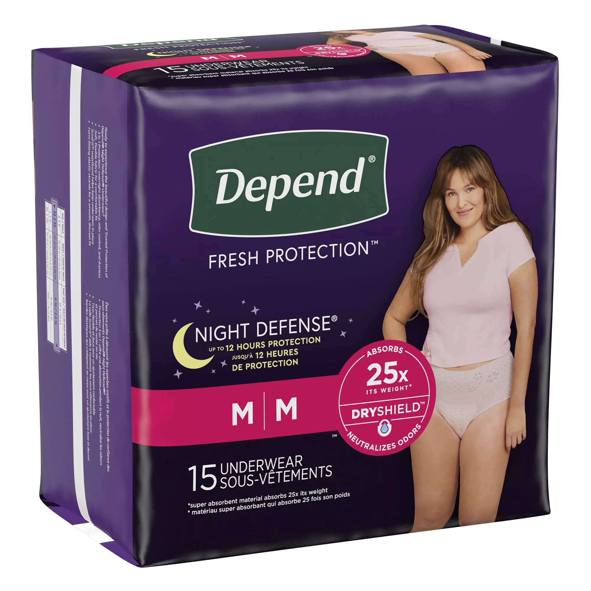 Depend Night Defense Women's Absorbent Underwear, Medium
