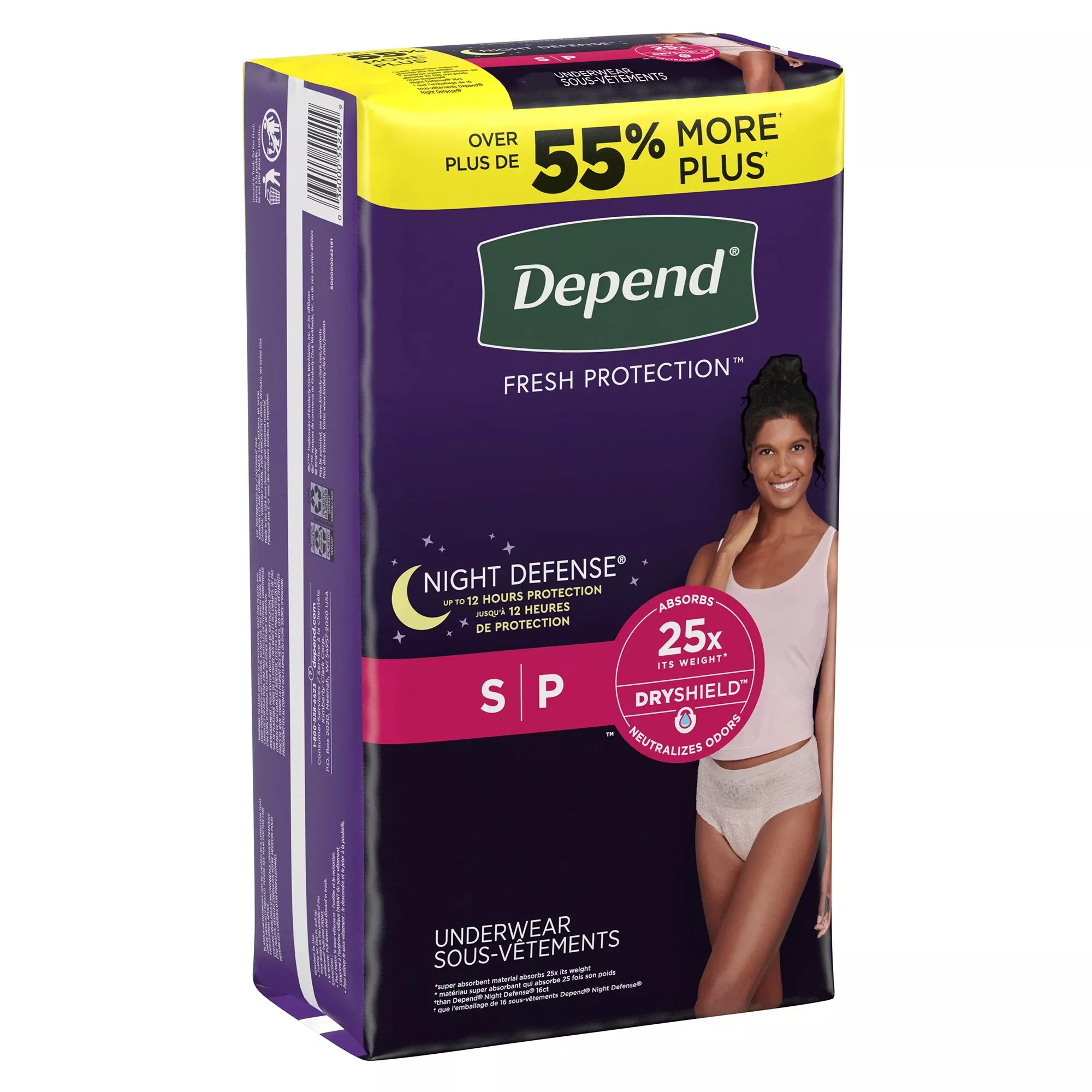 Depend Night Defense Women's Absorbent Underwear, Small