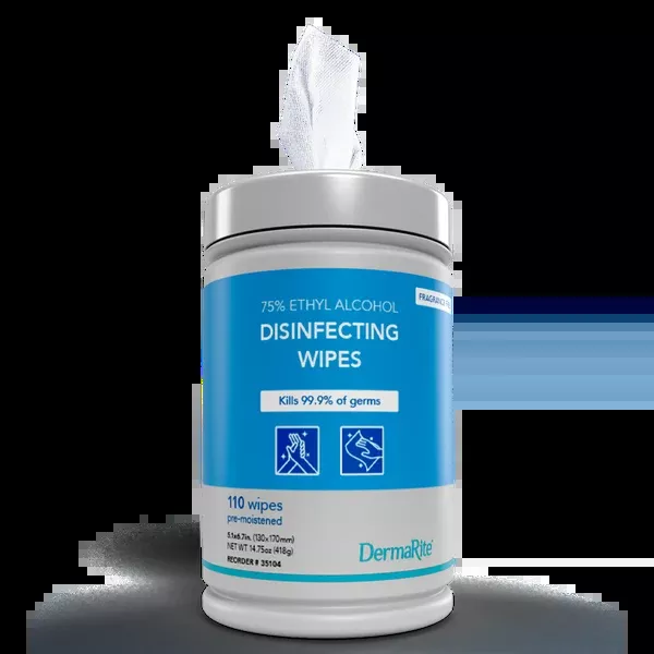 DermaRite 75% Ethyl Alcohol Disinfecting Wipes AM-11-WC57-A75