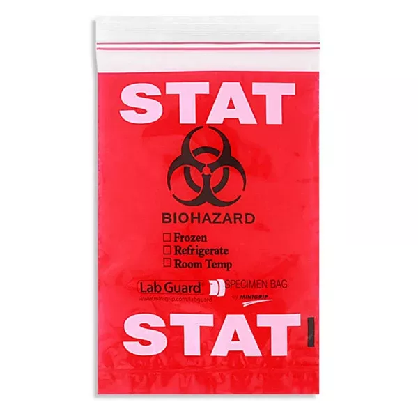 Destroyable BioHazard Symbol Triple-Wall TearZone STAT Bags STAT Bag ,1000 / pk