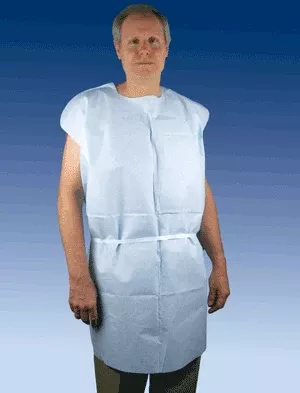 Disposable Exam Gown Leak-Proof Front Or Back Opening Blue Tissue/Poly/Tissue 30"X42" - 50 Per Case