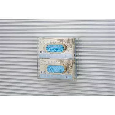 Double Side Load Glove Dispenser with Hanger Double Side Load Glove Dispenser with Hanger • Acrylic • 10.125"W x 4.125"D x 10.75"H ,1 Each