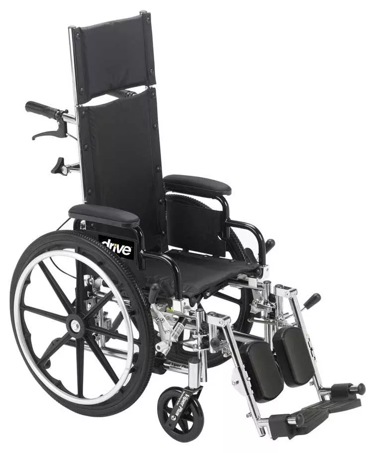 Drive Viper Plus LIGHT WEIGHT RECLINING Wheelchair with Elevating Leg rest and Flip Back Arms