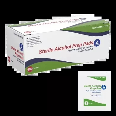 Dynarex Alcohol Prep Pad - Sterile, Large, 100/bx, 10bxs/case (1000 Count)
