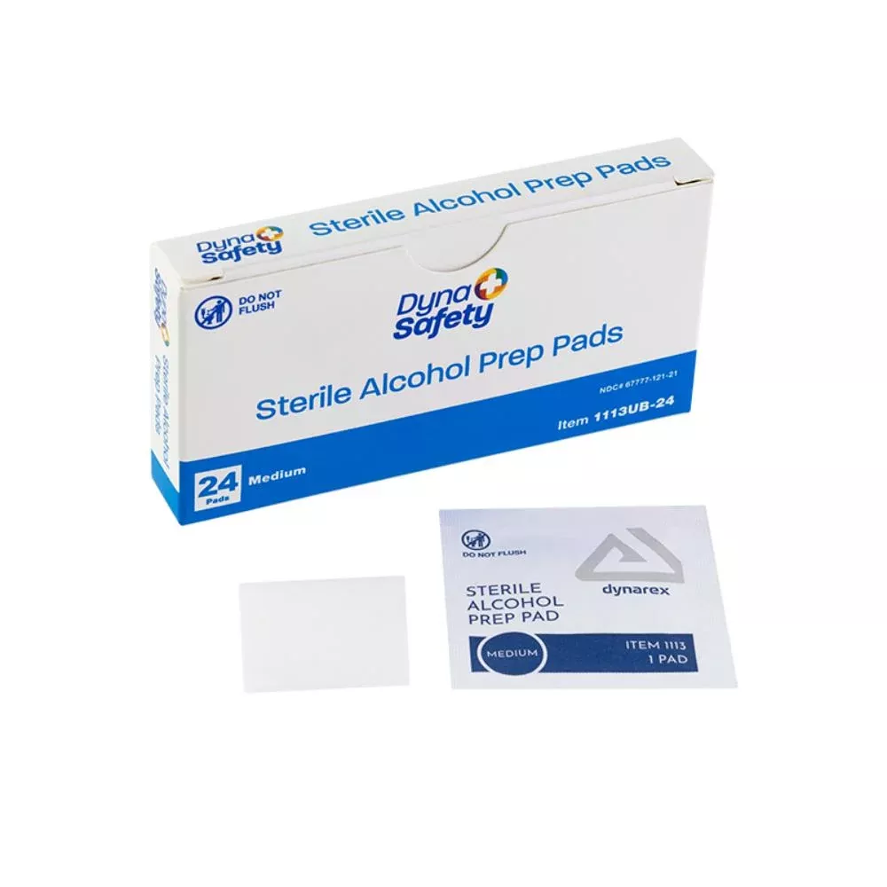 Dynarex Alcohol Prep Pad - Sterile, Medium, 24/bx, 100bxs/case (2400 Count)