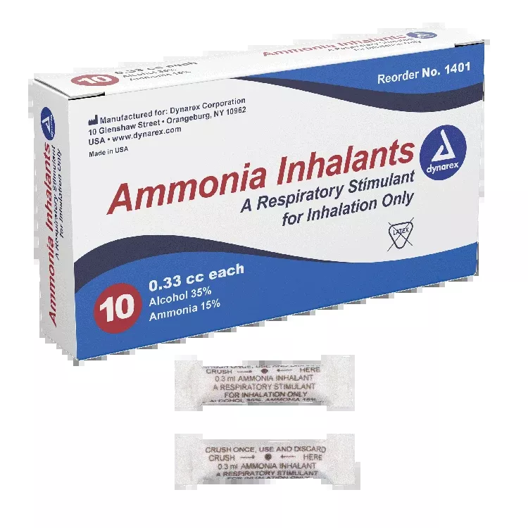 Dynarex Ammonia Inhalants (Ampule), 0.33cc, 10ea/bx, 50bxs/case (500 Count)