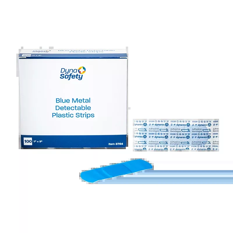Dynarex Blue Metal Detectable Plastic Strip, 1" x 3" - 100ea/bx, 24bxs/cs (2400 Count)