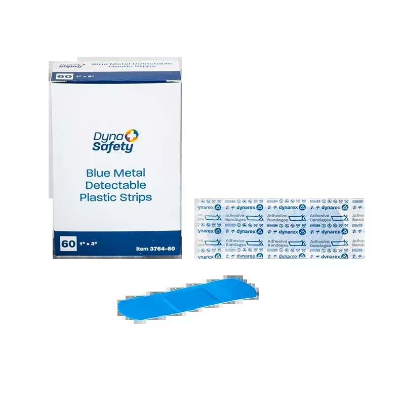 Dynarex Blue Metal Detectable Plastic Strip, 1" x 3" - 60ea/bx, 24bxs/cs (1440 Count)
