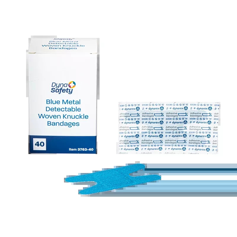 Dynarex Blue Metal Detectable Woven Bandage - Knuckle - 40ea/bx, 50bxs/cs (2000 Count)