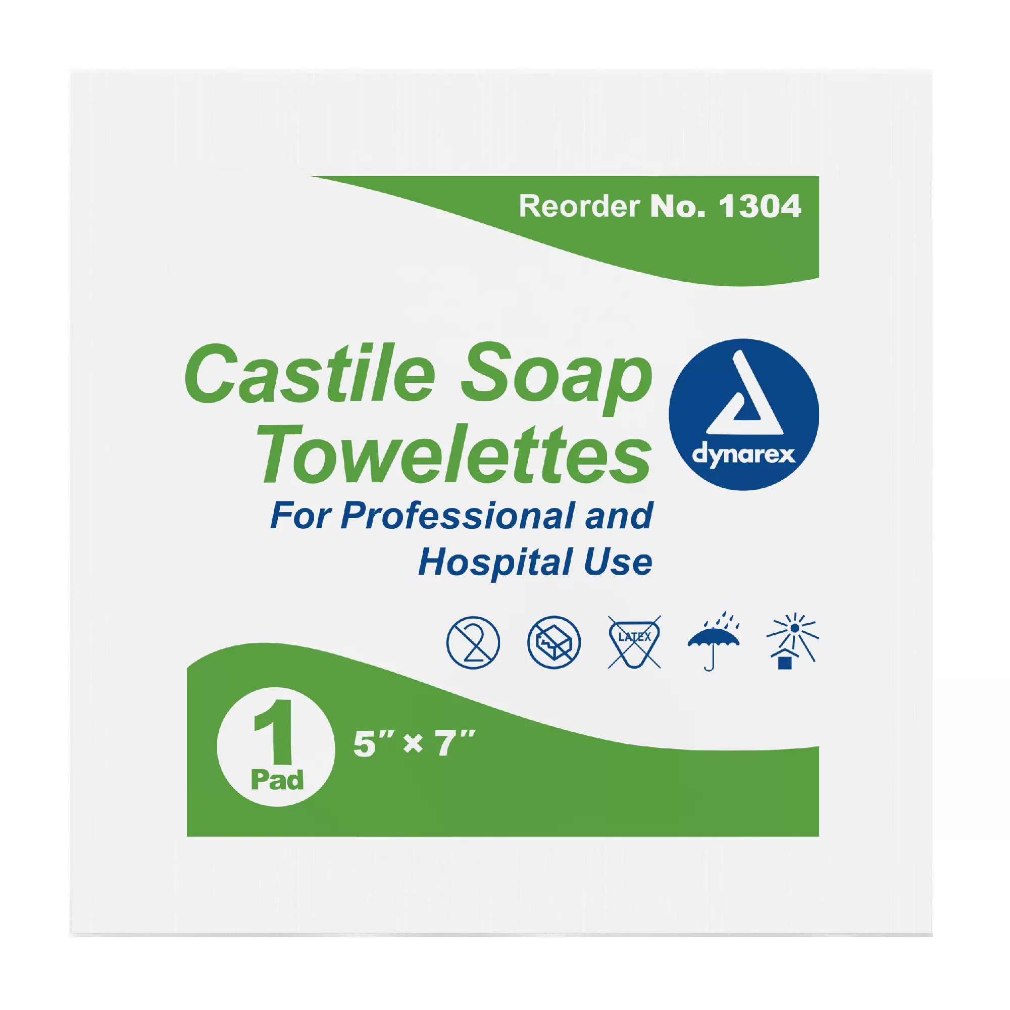 Dynarex Castile Soap Towelettes, 5" x 7", 100ea/bx, 10bxs/case (1000 Count)