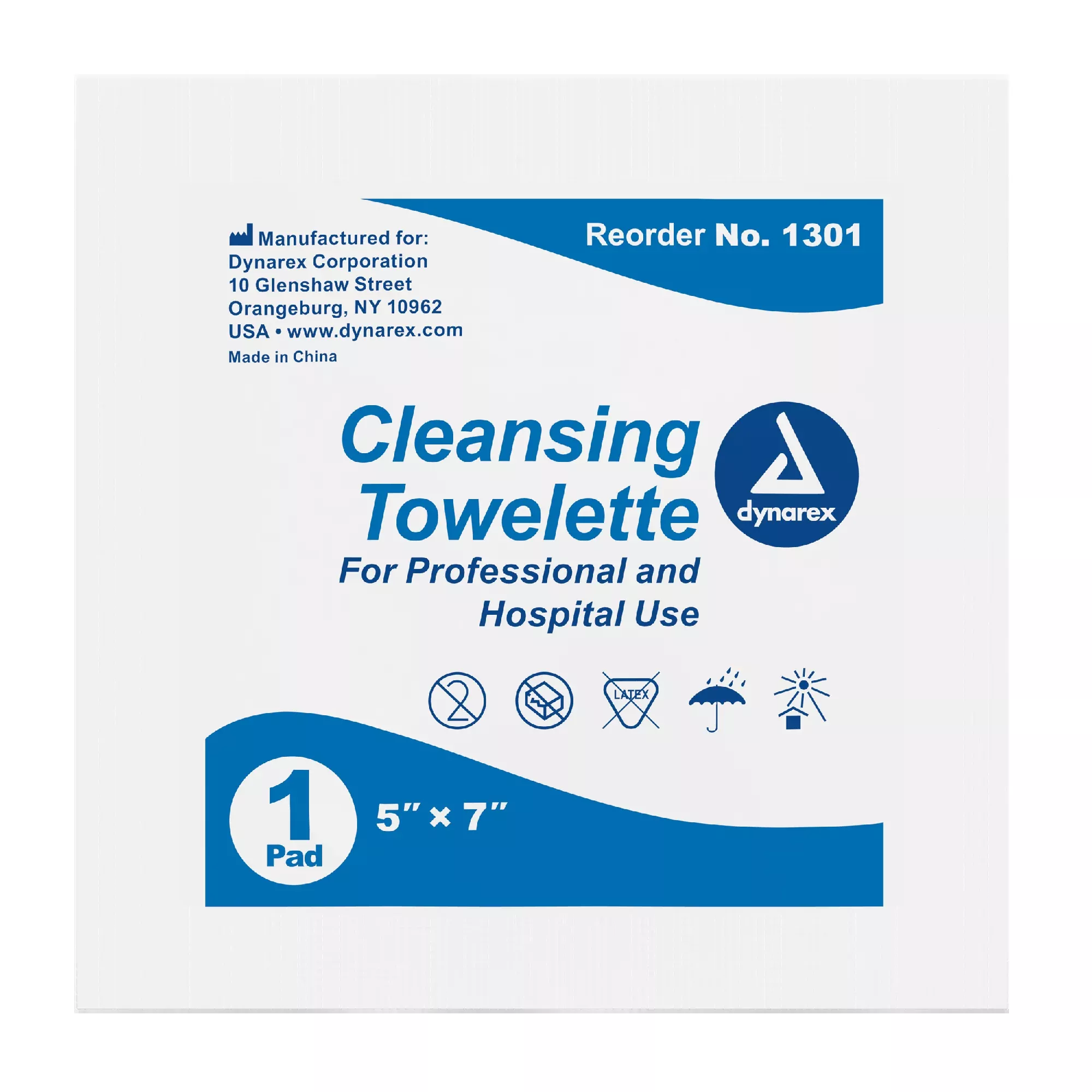 Dynarex Cleansing Towelettes, 5" x 7", 100ea/bx, 10bxs/case (1000 Count)