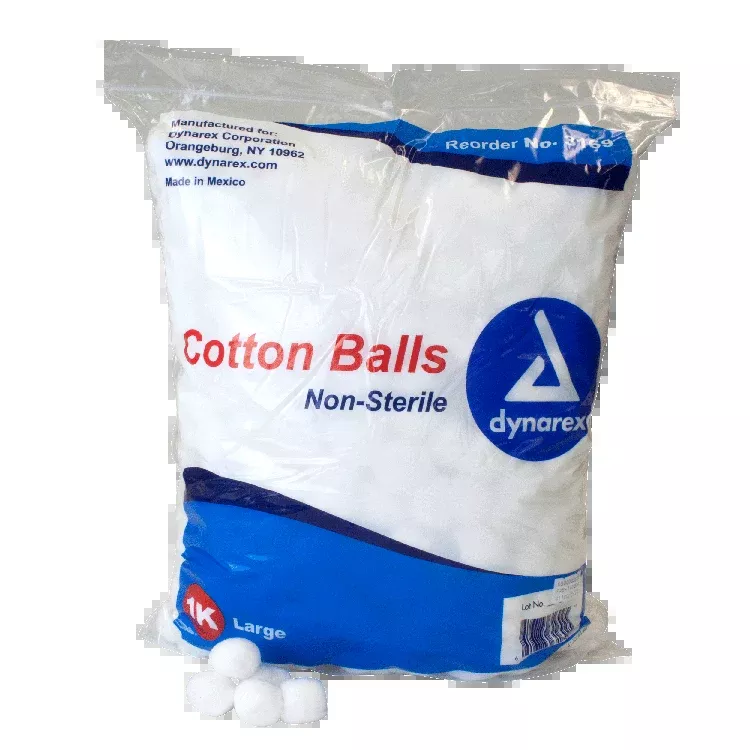 Dynarex Cotton Ball, Large, 1000ea/bg, 2bgs/cs (2000 Count)