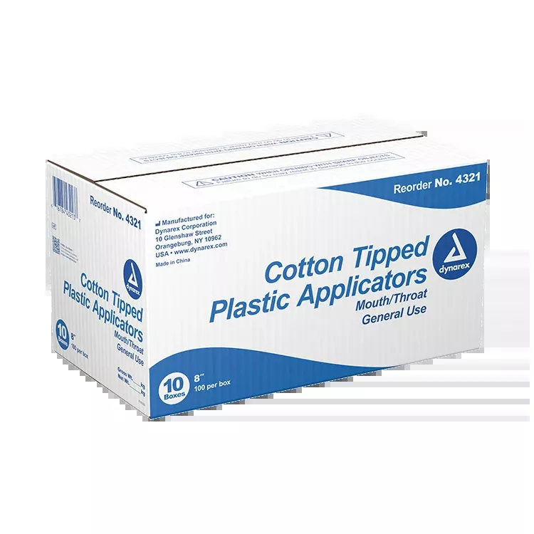 Dynarex Cotton Tipped Plastic Applicator Large Tip, 100ea/bx, 10bxs/cs (1000 Count)