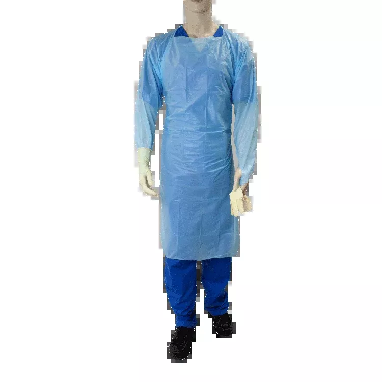 Dynarex CPE Thumb Loop Isolation Gown, Blue - 15ea/bx, 5bxs/case (75 Count)