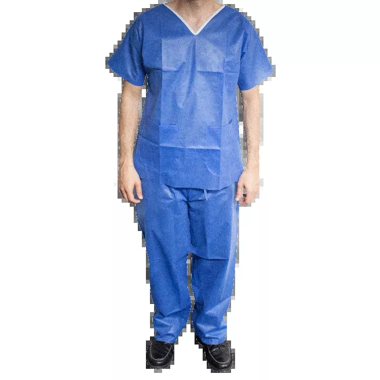 Dynarex Disposable Scrub Shirt, V-Neck - X-Large, Light Blue (30 Count)